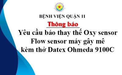 Thông báo yêu cầu báo thay thế Oxy sensor Flow sensor máy gây mê kèm thở Datex Ohmeda 9100C